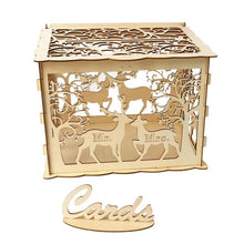 Load image into Gallery viewer, 2019 New Wooden Box Wedding Supplies DIY Couple Deer Bird Flower Pattern Grid Business Card Wooden Box
