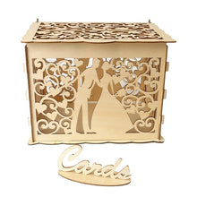 Load image into Gallery viewer, 2019 New Wooden Box Wedding Supplies DIY Couple Deer Bird Flower Pattern Grid Business Card Wooden Box
