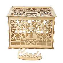 Load image into Gallery viewer, 2019 New Wooden Box Wedding Supplies DIY Couple Deer Bird Flower Pattern Grid Business Card Wooden Box