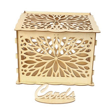 Load image into Gallery viewer, 2019 New Wooden Box Wedding Supplies DIY Couple Deer Bird Flower Pattern Grid Business Card Wooden Box