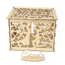Load image into Gallery viewer, 2019 New Wooden Box Wedding Supplies DIY Couple Deer Bird Flower Pattern Grid Business Card Wooden Box