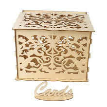 Load image into Gallery viewer, 2019 New Wooden Box Wedding Supplies DIY Couple Deer Bird Flower Pattern Grid Business Card Wooden Box