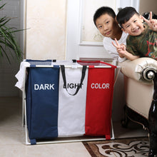Load image into Gallery viewer, Shushi new arrival collapsible laundry Hamper home organizer foldable three Grid home laundry basket Classifier extra big Basket