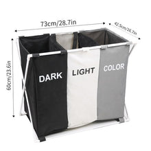 Load image into Gallery viewer, Shushi new arrival collapsible laundry Hamper home organizer foldable three Grid home laundry basket Classifier extra big Basket